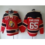 Men's Ottawa Senators #65 Erik Karlsson Old Time Hockey Red Hoodie