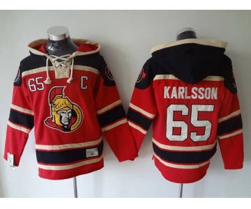 Men's Ottawa Senators #65 Erik Karlsson Old Time Hockey Red Hoodie