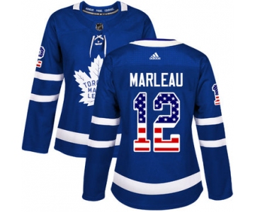Adidas Toronto Maple Leafs #12 Patrick Marleau Blue Home Authentic USA Flag Women's Stitched NHL Jersey