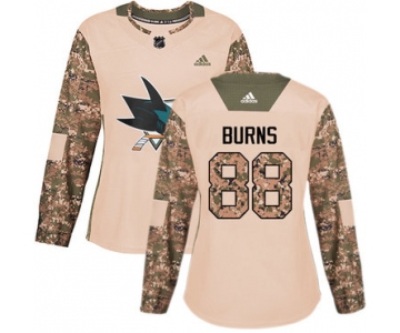 Adidas San Jose Sharks #88 Brent Burns Camo Authentic 2017 Veterans Day Women's Stitched NHL Jersey