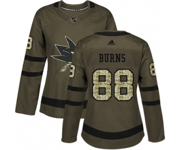 Adidas San Jose Sharks #88 Brent Burns Green Salute to Service Women's Stitched NHL Jersey