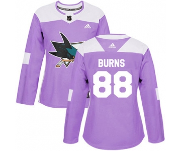 Adidas San Jose Sharks #88 Brent Burns Purple Authentic Fights Cancer Women's Stitched NHL Jersey