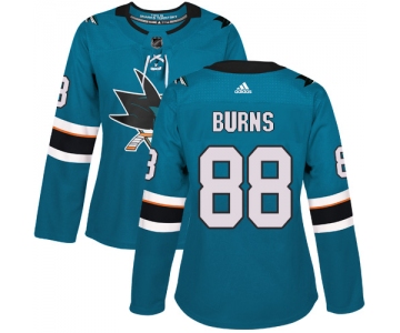 Adidas San Jose Sharks #88 Brent Burns Teal Home Authentic Women's Stitched NHL Jersey