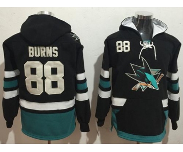 Men's San Jose Sharks #88 Brent Burns NEW Black Stitched NHL Old Time Hockey Hoodie