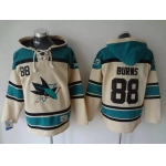 Men's San Jose Sharks #88 Brent Burns Old Time Hockey Cream Hoodie