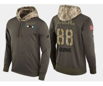 Nike San Jose Sharks 88 Brent Burns Olive Salute To Service Pullover Hoodie