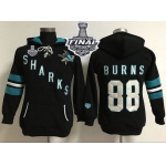 San Jose Sharks #88 Brent Burns Black 2016 Stanley Cup Final Patch Women's Old Time Heidi Hoodie NHL Hoodie