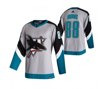 San Jose Sharks #88 Brent Burns Grey Men's Adidas 2020-21 Reverse Retro Alternate NHL Jersey