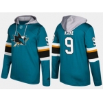 Adidas San Jose Sharks 9 Evander Kane Name And Number Teal Hoodie