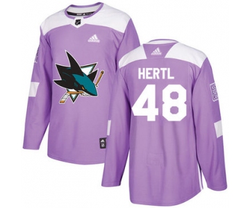 Adidas San Jose Sharks #48 Tomas Hertl Purple Authentic Fights Cancer Stitched Youth NHL Jersey