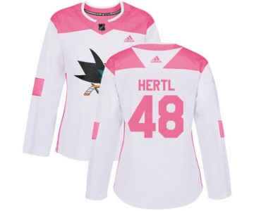 Adidas San Jose Sharks #48 Tomas Hertl White Pink Authentic Fashion Women's Stitched NHL Jersey