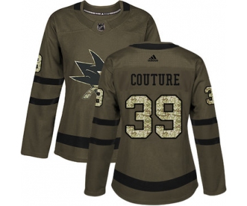 Adidas San Jose Sharks #39 Logan Couture Green Salute to Service Women's Stitched NHL Jersey