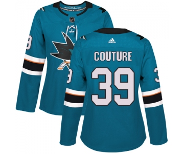 Adidas San Jose Sharks #39 Logan Couture Teal Home Authentic Women's Stitched NHL Jersey