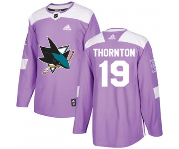 Adidas Sharks #19 Joe Thornton Purple Authentic Fights Cancer Stitched NHL Jersey