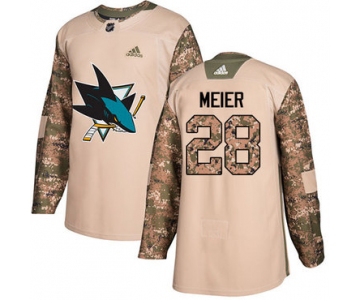 Adidas Sharks #28 Timo Meier Camo Authentic 2017 Veterans Day Stitched NHL Jersey