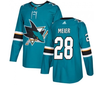 Adidas Sharks #28 Timo Meier Teal Home Authentic Stitched NHL Jersey