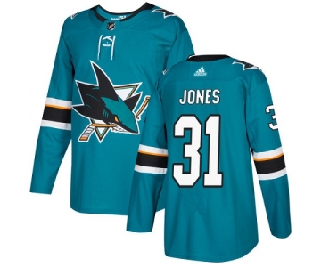 Adidas Sharks #31 Martin Jones Teal Home Authentic Stitched NHL Jersey