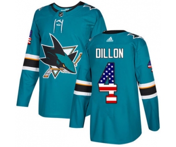 Adidas Sharks #4 Brenden Dillon Teal Home Authentic USA Flag Stitched NHL Jersey