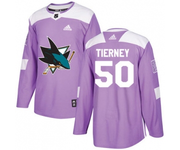Adidas Sharks #50 Chris Tierney Purple Authentic Fights Cancer Stitched NHL Jersey