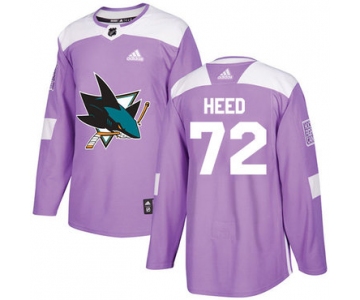 Adidas Sharks #72 Tim Heed Purple Authentic Fights Cancer Stitched NHL Jersey