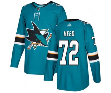 Adidas Sharks #72 Tim Heed Teal Home Authentic Stitched NHL Jersey