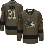 Men's San Jose Sharks #31 Martin Jones Reebok Green Camo Player Jersey