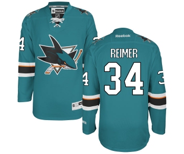 Men's San Jose Sharks #34 James Reimer Teal Blue Home Hockey Jersey