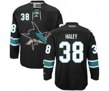 Men's San Jose Sharks #38 Micheal Haley Black Third Hockey Jersey