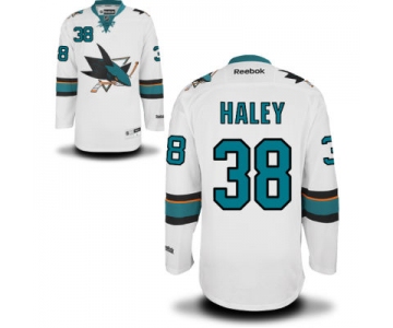 Men's San Jose Sharks #38 Micheal Haley White Away Hockey Jersey