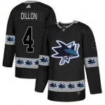 Men's San Jose Sharks #4 Brenden Dillon Black Team Logos Fashion Adidas Jersey