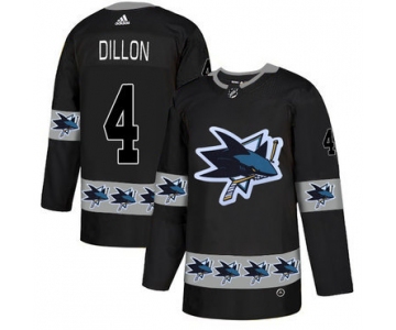 Men's San Jose Sharks #4 Brenden Dillon Black Team Logos Fashion Adidas Jersey