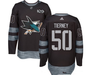 Men's San Jose Sharks #50 Chris Tierney Black 100th Anniversary Stitched NHL 2017 adidas Hockey Jersey