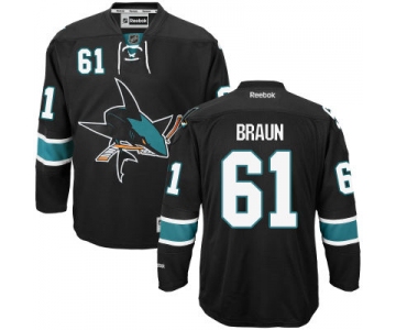 Men's San Jose Sharks #61 Justin Braun Black Third Hockey Jersey