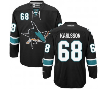 Men's San Jose Sharks #68 Melker Karlsson Teal Black Home Jersey