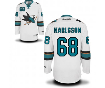 Men's San Jose Sharks #68 Melker Karlsson White Away Hockey Jersey