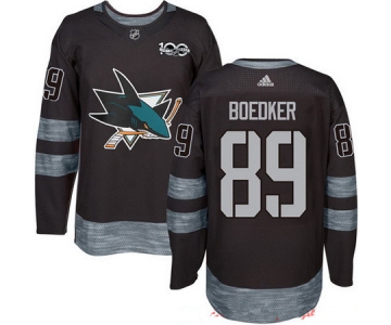Men's San Jose Sharks #89 Mikkel Boedker Black 100th Anniversary Stitched NHL 2017 adidas Hockey Jersey