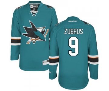Men's San Jose Sharks #9 Dainius Zubrus Teal Green Home Jersey