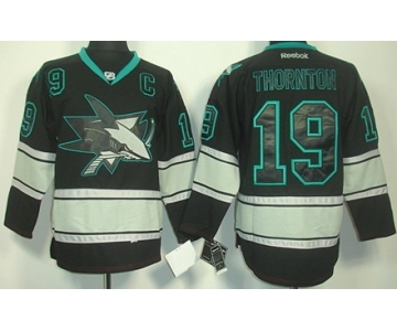 San Jose Sharks #19 Joe Thornton Black Ice Jersey