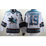 San Jose Sharks #19 Joe Thornton White Jersey