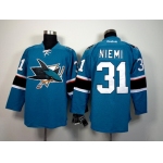 San Jose Sharks #31 Antti Niemi 2014 Blue Jersey