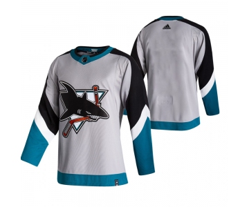 San Jose Sharks Blank Grey Men's Adidas 2020-21 Reverse Retro Alternate NHL Jersey