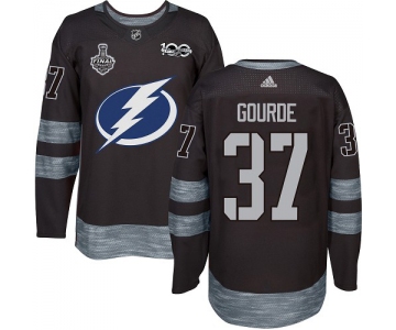 Adidas Lightning #37 Yanni Gourde Black 1917-2017 100th Anniversary 2020 Stanley Cup Final Stitched NHL Jersey