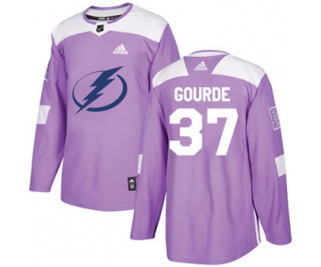 Adidas Lightning #37 Yanni Gourde Purple Authentic Fights Cancer Stitched NHL Jersey