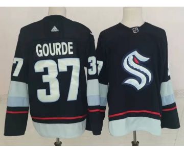 Men's Seattle Kraken #37 Yanni Gourde Navy Blue Adidas Stitched NHL Jersey