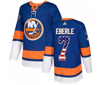 Adidas Islanders #7 Jordan Eberle Royal Blue Home Authentic USA Flag Stitched NHL Jersey
