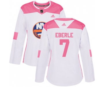 Adidas New York Islanders #7 Jordan Eberle White Pink Authentic Fashion Women's Stitched NHL Jersey