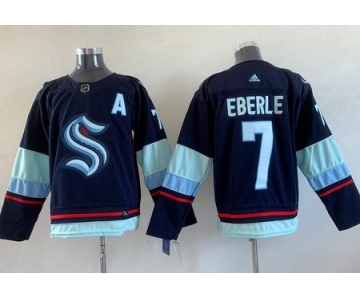 Men's Seattle Kraken #7 Jordan Eberle Navy Authentic Jersey