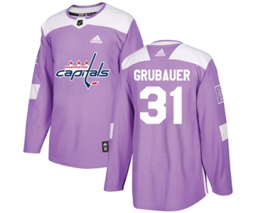 Adidas Washington Capitals #31 Philipp Grubauer Purple Authentic Fights Cancer Stitched Youth NHL Jersey