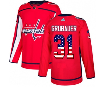 Adidas Washington Capitals #31 Philipp Grubauer Red Home Authentic USA Flag Stitched Youth NHL Jersey