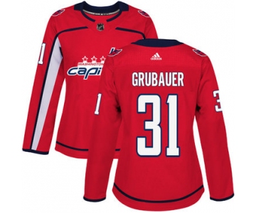 Adidas Washington Capitals #31 Philipp Grubauer Red Home Authentic Women's Stitched NHL Jersey